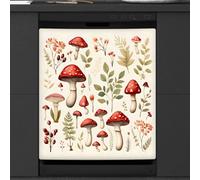 Mexpekil Retro Mushroom Herbal Plant Dishwasher Magnet Cover 21x26 in, Decorative Waterproof Dishwasher Magnetic Cover Sticker for Kitchen Appliances