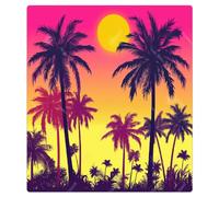 Mexpekil Retro Neon Palm Trees Sunset Dishwasher Magnet Cover 21x26Inch Decorative Dish Washer Sticker for Front Door Waterproof Kitchen Appliance Panel Magnetic Decal