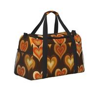 Mexpekil Retro Orange Heart Duffel Bag Large Carry On Hand Luggage Bags Waterproof Weekender Bags Foldable Tote Bag for Travel Sports Gym Dance