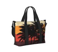 Mexpekil Retro Palm Tree Sunset Travel Duffel Bag Waterproof Sports Gym Bag Large Weekend Overnight Bags for Women Men Foldable Carry On Luggage Tote Bags for Flight