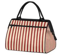 Mexpekil Retro Red Striped Pattern Travel Duffel Bag Waterproof Gym Bag Carry On Weekend Overnight Bags Large Hand Luggage Tote Bags for Women Men Kids