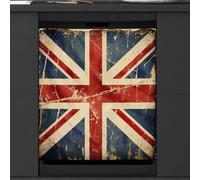Mexpekil Retro Uk British England Flag Dishwasher Magnet Cover 21x26 in, Decorative Waterproof Dishwasher Magnetic Cover Sticker for Kitchen Appliances
