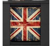 Mexpekil Retro Uk British England Flag Dishwasher Magnet Cover 23x26 in, Decorative Waterproof Dishwasher Magnetic Cover Sticker for Kitchen Appliances