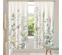 Mexpekil Retro Wildflower Floral Leaves Voile Curtains 78 Drop Pair, Semi Sheer Curtains for Living Room Bedroom Home Kitchen, 55 inches Wide, 2 Panels