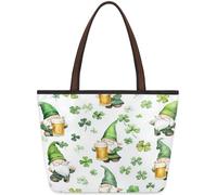 Mexpekil Reusable Tote Bag for Women, St. Patrick'S Day Gnome Beer Clover Large Capacity Cute Shoulder Bag for Shopping Grocery, Work, Book