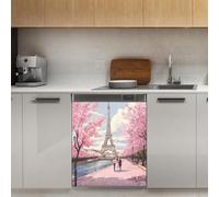 Mexpekil Romantic Eiffel Tower Dishwasher Magnet Cover 21x26Inch Decorative Dish Washer Sticker for Front Door Waterproof Kitchen Appliance Panel Magnetic Decal