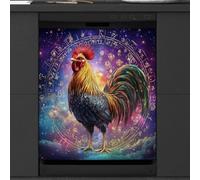 Mexpekil Rooster Galaxy Sign Dishwasher Magnet Cover 23x26Inch Decorative Dish Washer Sticker for Front Door Waterproof Kitchen Appliance Panel Magnetic Decal