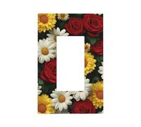 Mexpekil Rose Daisy Light Switch Cover 1 Gang Single Rocker Outlet Cover Decorative Wall Plate for Home Office