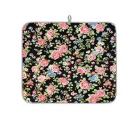Mexpekil Rose Flower Florals Pattern Dish Drying Mat 16x18 in, Absorbent Kitchen Counter Mats Dish Drainer Pad, Quick Dry Coffee Bar Mat