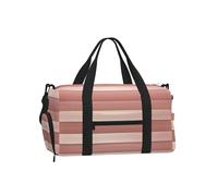 Mexpekil Rose Gold Striped Gym Bag with Shoe Compartment Waterproof Duffel Bag Large Overnight Weekend Bags Travel Holdall for Women Men Teens