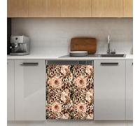 Mexpekil Rose Leopard Print Dishwasher Magnet Cover 21x26Inch Decorative Dish Washer Sticker for Front Door Waterproof Kitchen Appliance Panel Magnetic Decal