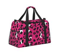 Mexpekil Rose Red Leopard Print Duffel Bag Large Carry On Hand Luggage Bags Waterproof Weekender Bags Foldable Tote Bag for Travel Sports Gym Dance