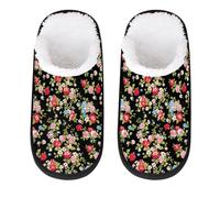 Mexpekil Roses Wildflowers Fluffy Slippers for Women Men M
