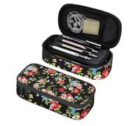 Mexpekil Roses Wildflowers Pencil Case for Girls Boys with Compartments Large Pen Organizer Bag Zipper Multi-Use Pouch for School Supplies, Makeup Cosmetics, Kids, Adults
