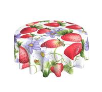 Mexpekil Round Tablecloth 152cm 60in Waterproof Tablecloth Wipe Clean Tablecloth Strawberry Fruit Table Cloth for Dining Tea Table Outdoor