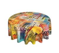 Mexpekil Round Tablecloth 152cm 60in Waterproof Tablecloth Wipe Clean Tablecloth Wall Letter Graffiti Print Table Cloth for Dining Tea Table Outdoor