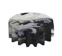 Mexpekil Round Tablecloth 152cm 60in Waterproof Tablecloth Wipe Clean Tablecloth White Feather Table Cloth for Dining Tea Table Outdoor