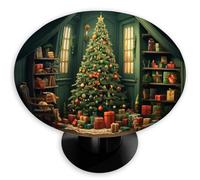 Mexpekil Round Tablecloth with Elastic Edged, Christmas Tree In The House Table Covers Waterproof Washable Table Cloths Mat for Picnic Indoor 0utdoor Dinning Patio Table 91-107 cm