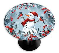 Mexpekil Round Tablecloth with Elastic Edged, Snowman Robin Table Covers Waterproof Washable Table Cloths Mat for Picnic Indoor 0utdoor Dinning Patio Table 114-142 cm