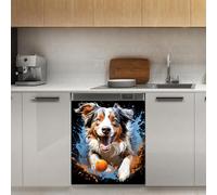 Mexpekil Running Dog Dishwasher Magnet Cover 21x26Inch Decorative Dish Washer Sticker for Front Door Waterproof Kitchen Appliance Panel Magnetic Decal