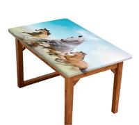 Mexpekil Running Horse Animal Rectangular Fitted Tablecloth with Elastic Edge for 4 Foot Tables, Waterproof Table Cover Table Cloth for Outdoor Picnic Camping Dining Patio