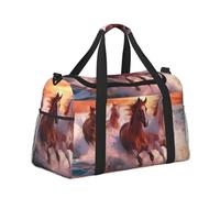 Mexpekil Running Horse Sea Sunset Duffel Bag Large Carry On Hand Luggage Bags Waterproof Weekender Bags Foldable Tote Bag for Travel Sports Gym Dance