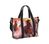 Mexpekil Running Horse Sea Sunset Travel Duffel Bag Waterproof Sports Gym Bag Large Weekend Overnight Bags for Women Men Foldable Carry On Luggage Tote Bag for Flight