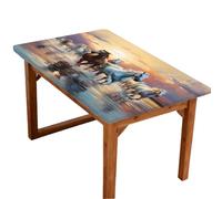 Mexpekil Running Horse Sunset Rectangular Fitted Tablecloth with Elastic Edge for 4 Foot Tables, Animal Pattern Waterproof Table Cover Table Cloth for Outdoor Picnic Camping Dining Patio