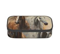 Mexpekil Running Horses Art Painting Pencil Case for Girls Boys Pencil Bag Stationery Organiser with Compartments School Supply Bag for Students Office