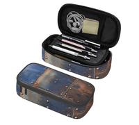 Mexpekil Rusted Metal Plates Pencil Case for Girls Boys with Compartments Large Pen Organizer Bag Zipper Multi-Use Pouch for School Supplies, Makeup Cosmetics, Kids, Adults