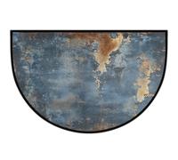 Mexpekil Rustic Metal Rust Texture Half Moon Door Mat Indoor Outdoor Non Slip Floor Mat Washable Half Circle Doormats Absorbent Dirt Trapper Half Round Rugs for Entrance 61x91cm