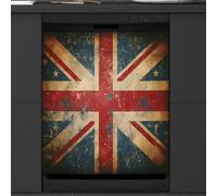 Mexpekil Rustic Uk England Flag Dishwasher Magnet Cover 23x26 in, Decorative Waterproof Dishwasher Magnetic Cover Sticker for Kitchen Appliances