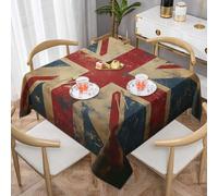 Mexpekil Rustic UK England Flag Square Table Cloth 140x140 cm Washable Stain Resistant Tablecloth Decorative Table Cover for Dining Party