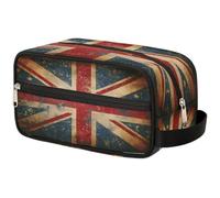 Mexpekil Rustic UK England Flag Toiletry Bag Organizer Wash Bag Cosmetic Makeup Bag Storage Pouch Travel Case for Women Men Boys Girls