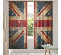 Mexpekil Rustic Uk England Flag Voile Curtains 84 Drop Pair, Semi Sheer Curtains for Living Room Bedroom Home Kitchen, 55 inches Wide, 2 Panels