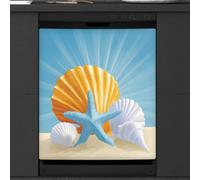 Mexpekil Sand Seashells Starfish Beach Dishwasher Magnet Cover 23x26Inch Decorative Dish Washer Sticker for Front Door Waterproof Kitchen Appliance Panel Magnetic Decal