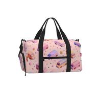 Mexpekil School Buses Pink Dot Gym Bag with Shoe Compartment Waterproof Duffel Bag Large Overnight Weekend Bags Travel Holdall for Women Men Teens