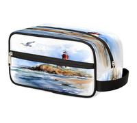 Mexpekil Sea Beach Lighthouse Toiletry Bag Organizer Wash Bag Cosmetic Makeup Bag Storage Pouch Travel Case for Women Men Boys Girls