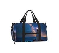 Mexpekil Sea Galaxy Lighthouse Gym Bag with Shoe Compartment Waterproof Duffel Bag Large Overnight Weekend Bags Travel Holdall for Women Men Teens