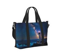 Mexpekil Sea Galaxy Lighthouse Travel Duffel Bag Waterproof Sports Gym Bag Large Weekend Overnight Bags for Women Men Foldable Carry On Luggage Tote Bag for Flight
