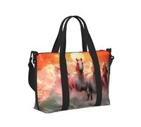 Mexpekil Sea Run Horse Travel Duffel Bag Waterproof Sports Gym Bag Large Weekend Overnight Bags for Women Men Foldable Carry On Luggage Tote Bag for Flight