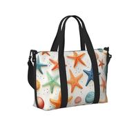 Mexpekil Sea Star Conch Travel Duffel Bag Waterproof Sports Gym Bag Large Weekend Overnight Bags for Women Men Foldable Carry On Luggage Tote Bag for Flight