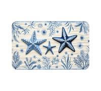 Mexpekil Sea Star Shell Pattern Door Mat Indoor Outdoor 50x80 cm Non Slip Bath Mat Absorbent Dirt Trapper Entrance Welcome Mat Washable Floor Rugs for Kitchen Bathroom Bedroom