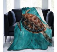 Mexpekil Sea Turtle Turquoise Ocean Blankets Soft Cozy Throw Blanket Fluffy Flannel Fleece Blanket for Sofa Bed Camping Travel 150x125cm(60"x50")