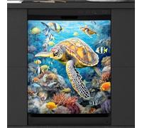 Mexpekil Sea Turtles Dishwasher Magnet Cover 21x26Inch Decorative Dish Washer Sticker for Front Door Waterproof Kitchen Appliance Panel Magnetic Decal