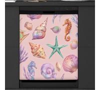 Mexpekil Seashells Starfish Seahorses Dishwasher Magnet Cover 23x26Inch Decorative Dish Washer Sticker for Front Door Waterproof Kitchen Appliance Panel Magnetic Decal