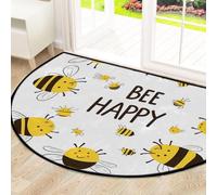 Mexpekil Semi Circle Door Mat 63x39.4 in Animal Bee Happy Absorbent Half Round Doormats Non Slip Floor Mats Rug for Home Kitchen