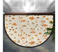 Mexpekil Semi Circle Door Mat, Autumn Fox Maple Leaf Non-Slip Half Moon Entrance Rug, Washable Front Welcome Mat for Indoor Outdoor Kitchen Bedroom Patio