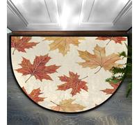 Mexpekil Semi Circle Door Mat, Autumn Maple Leaf Non-Slip Half Moon Entrance Rug, Washable Front Welcome Mat for Indoor Outdoor Kitchen Bedroom Patio