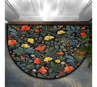 Mexpekil Semi Circle Door Mat, Beautiful Small Floral Non-Slip Half Moon Entrance Rug, Washable Front Welcome Mat for Indoor Outdoor Kitchen Bedroom Patio
